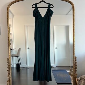 ABS by Allen Schwartz Triangle Sleeve Dark Green Deep V Gown Low Back Size M